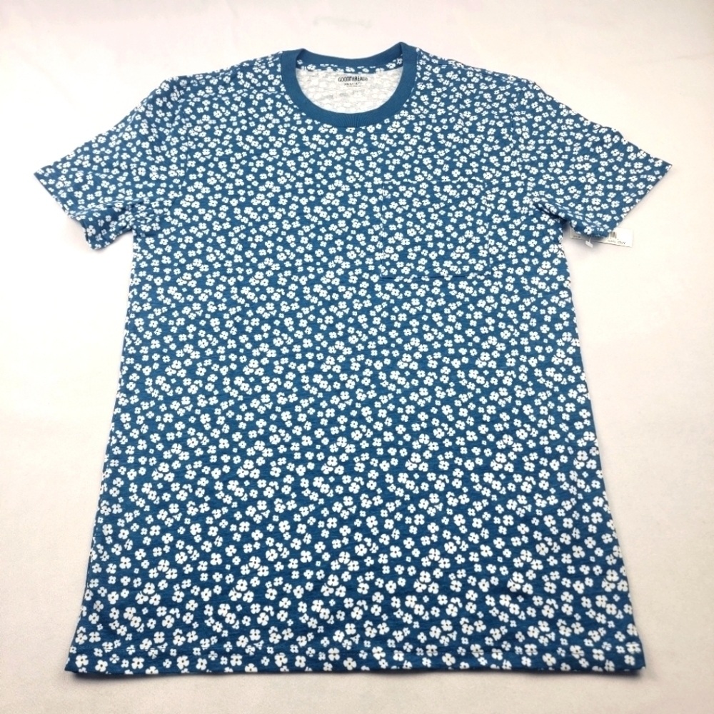 NWT Goodthreads blue floral pocket crewneck tshirt